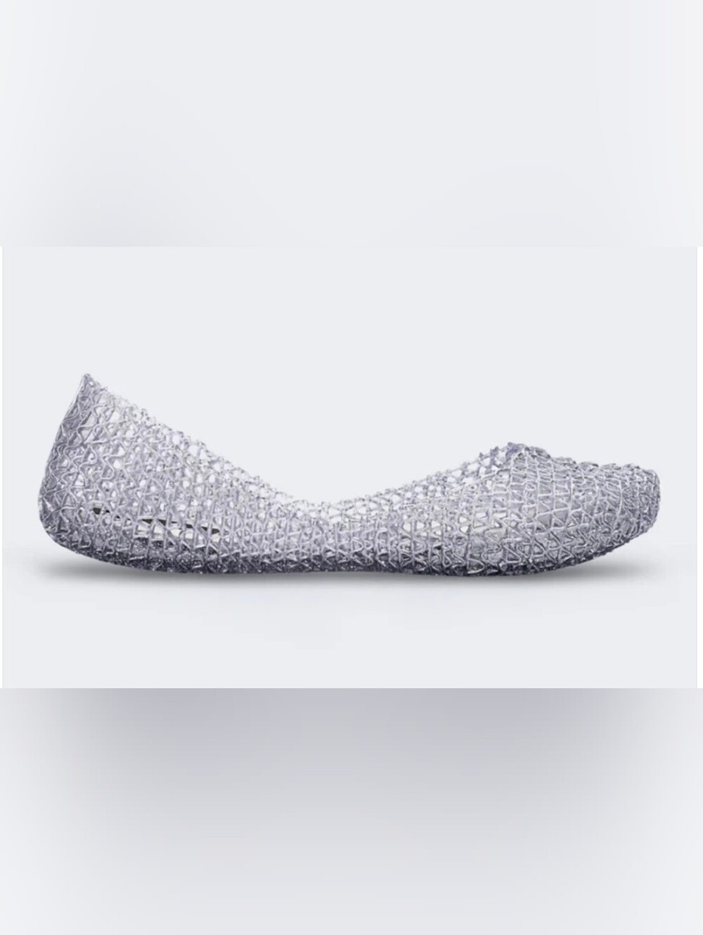 Melissa Campana Silver Glitter Knit Jelly Ballet Flat Size 9